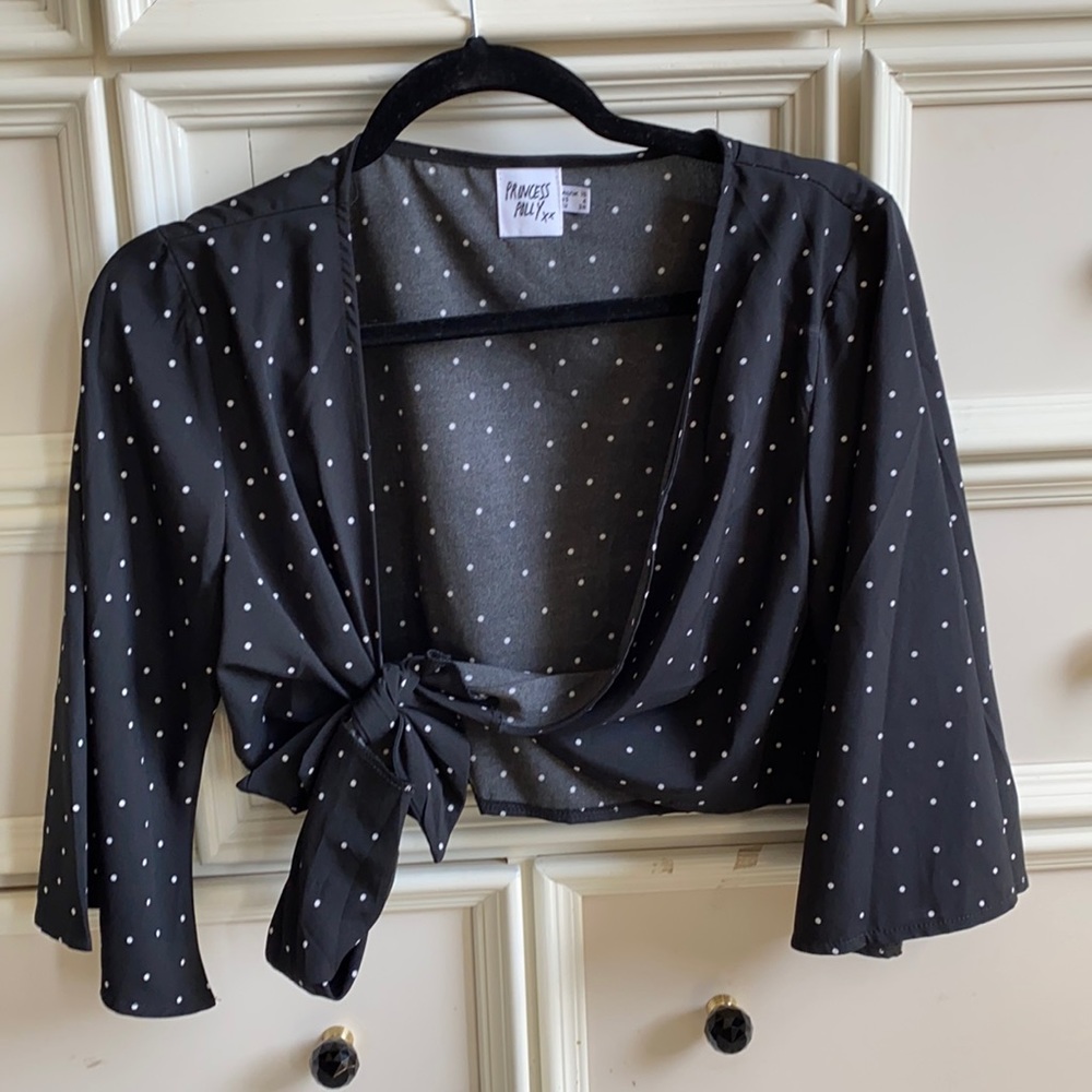 Princess Polly Black Tie Front Crop Top